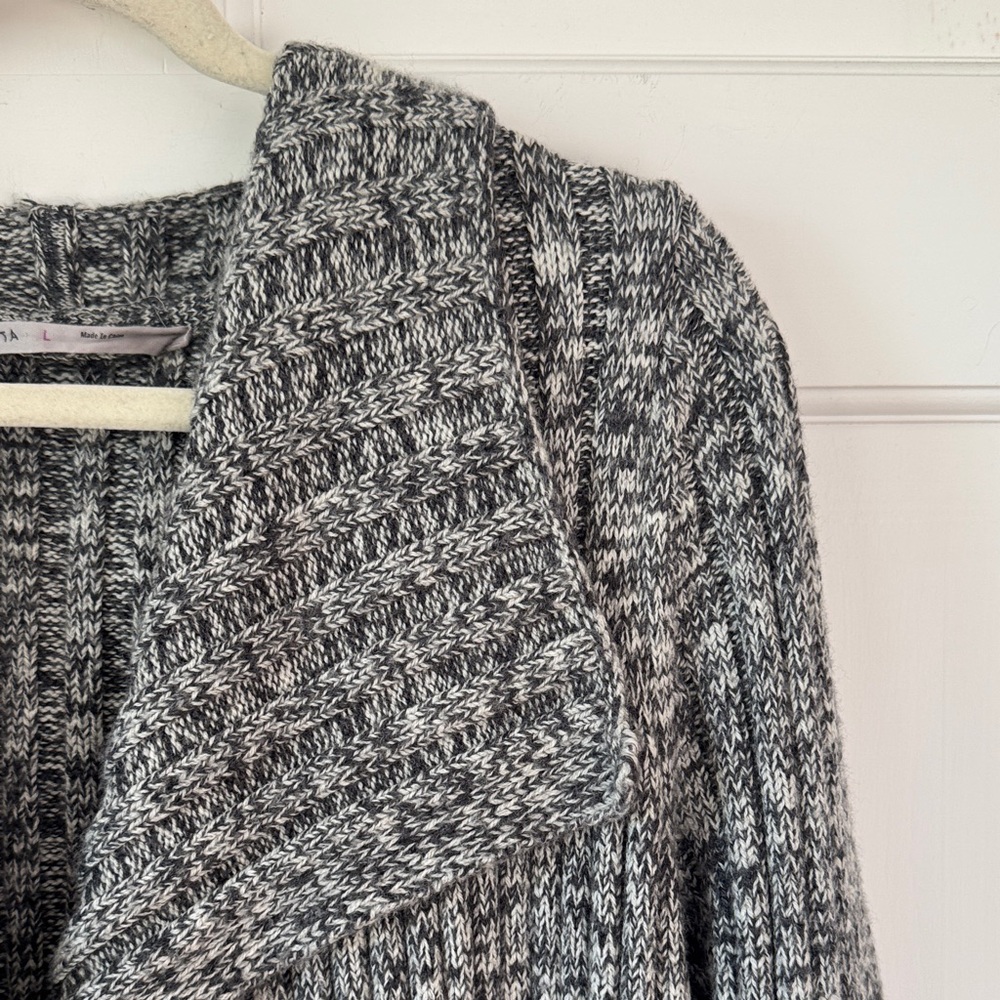 Athleta Charcoal Marled Gray Marino Extra Fine Wool Women's Heavyweight Cardigan - Picture 6 of 12